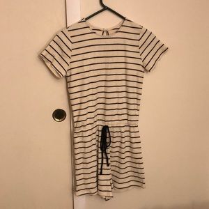 Cream and black striped Romper